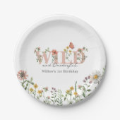 Waterverf Wildflower 1e Verjaardag Custom Papieren Bordje (Voorkant)