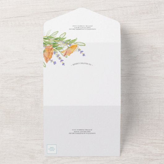 Waterverf Wildflower 50ste bruiloft Jubileum All In One Uitnodiging (Buitenkant)