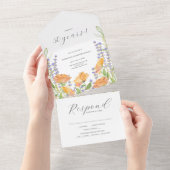 Waterverf Wildflower 50ste bruiloft Jubileum All In One Uitnodiging (Afscheurbaar)