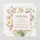 Waterverf Wildflower 50ste verjaardagsfeestje Kaart (Voorkant / Achterkant)