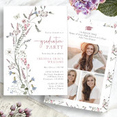 Waterverf Wildflower Afstudeerfeest Kaart