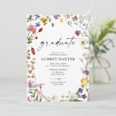 Waterverf Wildflower Afstudeerfeest Kaart (Staand voorkant)
