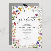 Waterverf Wildflower Afstudeerfeest Kaart (Voorkant / Achterkant)