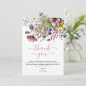 Waterverf Wildflower Afstuderen Bedankkaart (Staand voorkant)