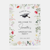 Waterverf Wildflower Afstuderen Welkomstbord Acryl Bord (Voorkant)