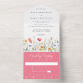 Waterverf Wildflower All in One Wedding Uitnodiging (Binnen)