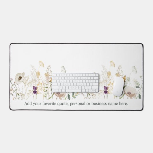 Waterverf Wildflower Anemone aangepaste tekst Bureaumat (Keyboard & Muis)