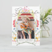 Waterverf Wildflower Arch Foto Meisje Afstuderen Kaart (Staand voorkant)