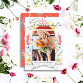 Waterverf Wildflower Arch Foto Meisje Afstuderen Kaart