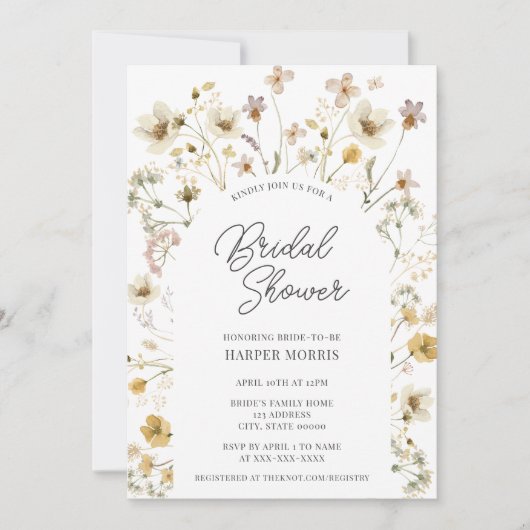 Waterverf Wildflower Arch Vrijgezellenfeest Kaart (Voorkant)