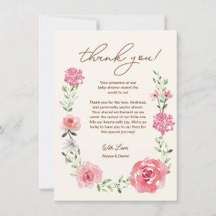 Waterverf Wildflower Baby in bloei Baby shower Bedankkaart