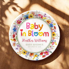 Waterverf Wildflower Baby in Bloom Baby shower Papieren Bordje