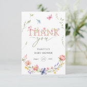 Waterverf Wildflower Baby in Bloom Welkom Bedankkaart (Staand voorkant)