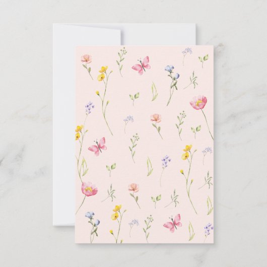 Waterverf Wildflower Baby in Bloom Welkom Bedankkaart (Achterkant)