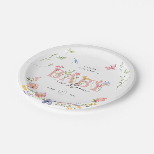 Waterverf Wildflower Baby in Bloom Welkom Papieren Bordje (Gekanteld)