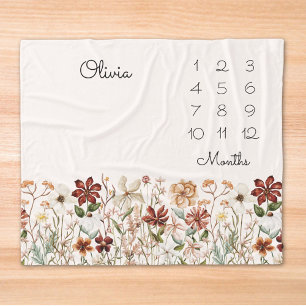 Waterverf  Wildflower Baby Milestone Fleece Deken