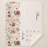 Waterverf Wildflower Baby Milestone Sherpa Deken (Voorkant)