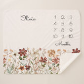 Waterverf Wildflower Baby Milestone Sherpa Deken (Voorkant (horizontaal))