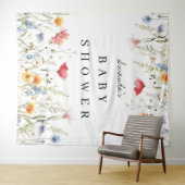 Waterverf Wildflower Baby shower Achtergrond Wandkleed (In Situ (horizontaal))