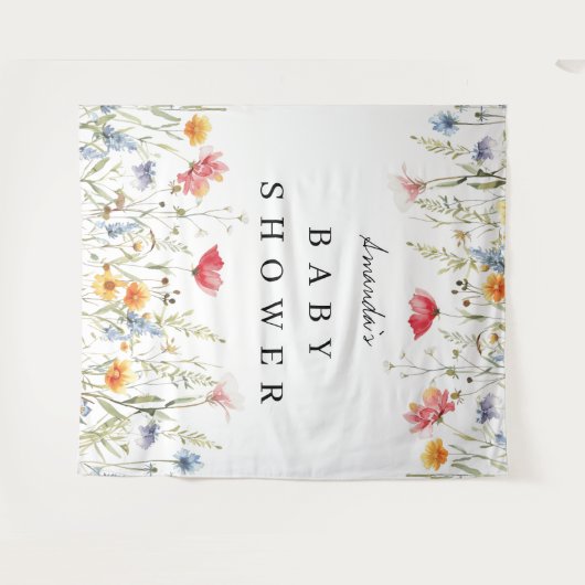 Waterverf Wildflower Baby shower Achtergrond Wandkleed (Voorkant (horizontaal))