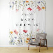 Waterverf Wildflower Baby shower Achtergrond Wandkleed (In situ)