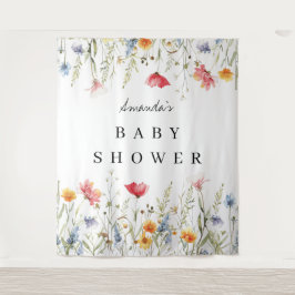 Waterverf Wildflower Baby shower Achtergrond Wandkleed