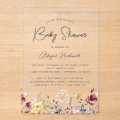 Waterverf Wildflower Baby shower Acryl Uitnodigingen (Voorkant)