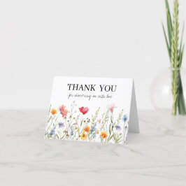 Waterverf Wildflower Baby shower Bedankt Card