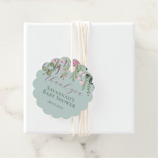Waterverf Wildflower Baby shower Bloemen Dank u Bedankjes Labels (In situ)