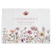 Waterverf Wildflower Baby shower Gift Bag – Groot Groot Cadeauzakje (Voorkant)