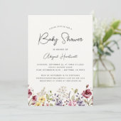 Waterverf Wildflower Baby shower Kaart (Staand voorkant)