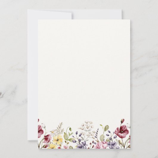 Waterverf Wildflower Baby shower Kaart (Achterkant)