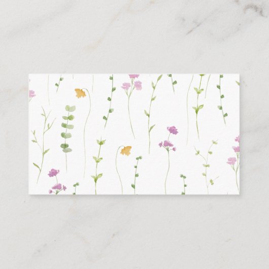 Waterverf Wildflower Baby shower Luier Raffle Informatiekaartje (Achterkant)