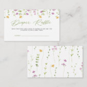 Waterverf Wildflower Baby shower Luier Raffle Informatiekaartje (Voorkant / Achterkant)