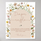 Waterverf Wildflower Baby shower Luier Raffle Poster (Voorkant)