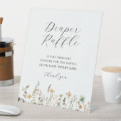 Waterverf Wildflower Baby shower Luier Raffle Reclamebord Met Voetstuk (Insitu)