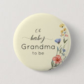 Waterverf Wildflower Baby shower Oma-to-be Ronde Button 5,7 Cm (Voorkant)