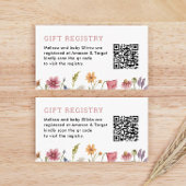 Waterverf Wildflower Baby shower QR Registry Informatiekaartje