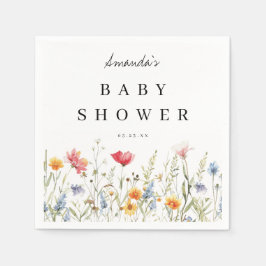 Waterverf Wildflower Baby shower servetten
