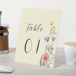 Waterverf Wildflower Baby shower Tafelnummers Reclamebord Met Voetstuk