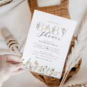 Waterverf Wildflower Baby shower Uitnodiging