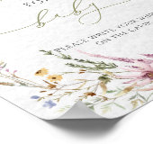 Waterverf Wildflower Baby shower Wensen Poster (Hoek)