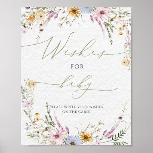 Waterverf Wildflower Baby shower Wensen Poster