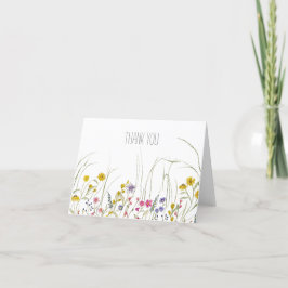Waterverf Wildflower Bedankt Card- Blank Inside