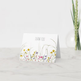 Waterverf Wildflower Bedankt Card- Blank Inside