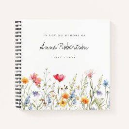Waterverf Wildflower begrafenis gastenboek Notitieboek