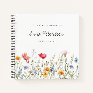 Waterverf Wildflower begrafenis gastenboek Notitieboek