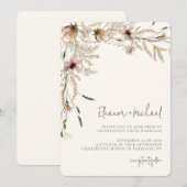 Waterverf Wildflower Beige bruiloft uitnodiging (Voorkant / Achterkant)