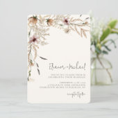 Waterverf Wildflower Beige bruiloft uitnodiging (Staand voorkant)