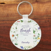Waterverf Wildflower Bijbelvers gepersonaliseerd Sleutelhanger (Voorkant)